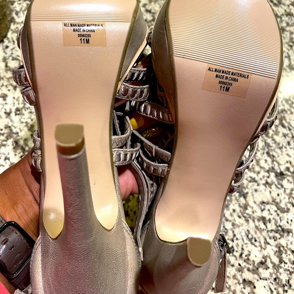 Tan w/Silver accents Strappy Sandal - Picture 4 of 10